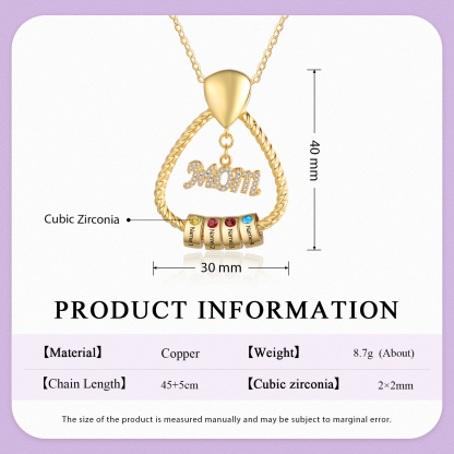 4 Names - Personalized Triangle Pendant Necklace  Custom Name Gift for Mom