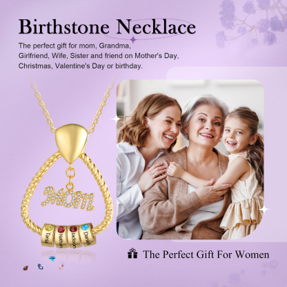 4 Names - Personalized Triangle Pendant Necklace  Custom Name Gift for Mom