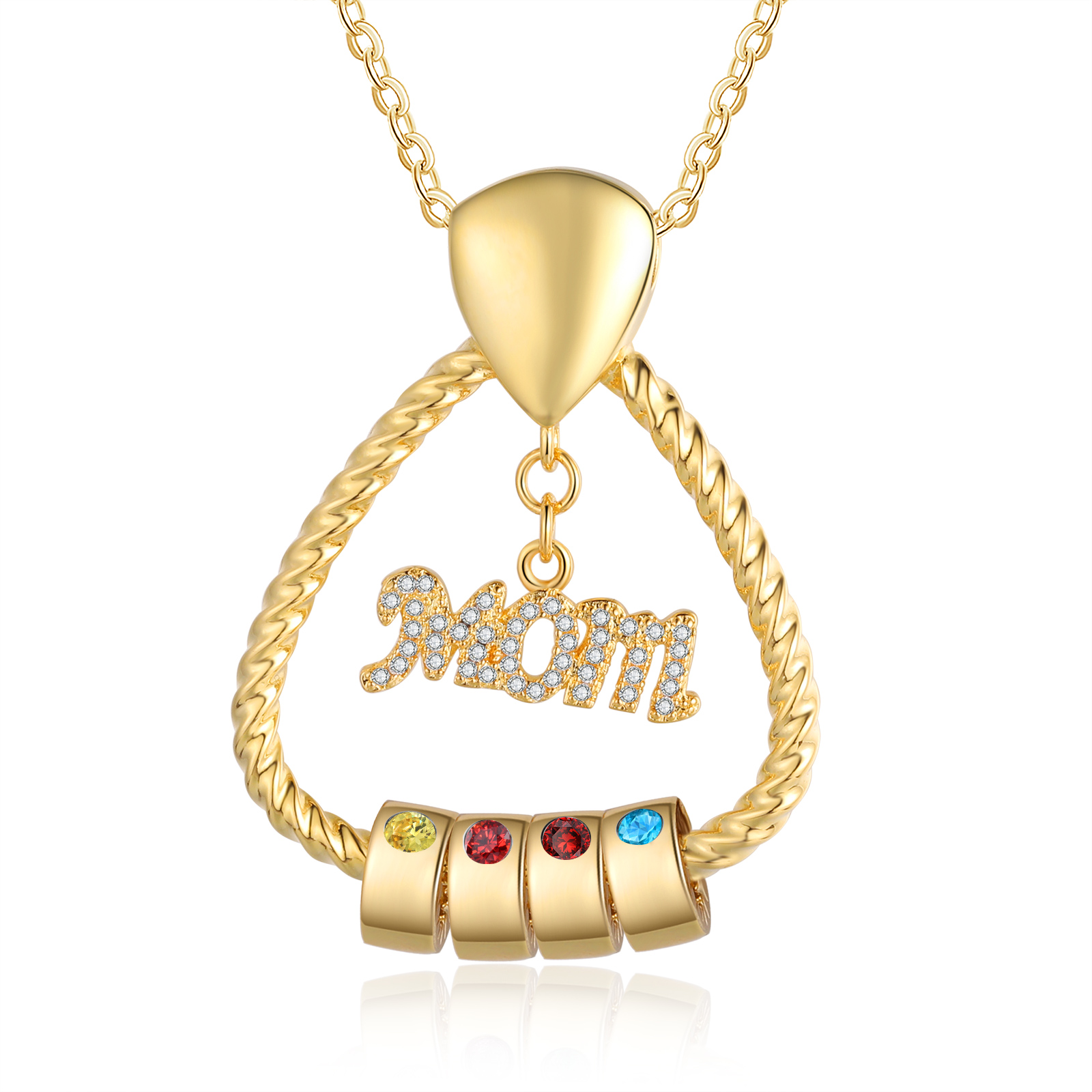 4 Names - Personalized Triangle Pendant Necklace  Custom Name Gift for Mom