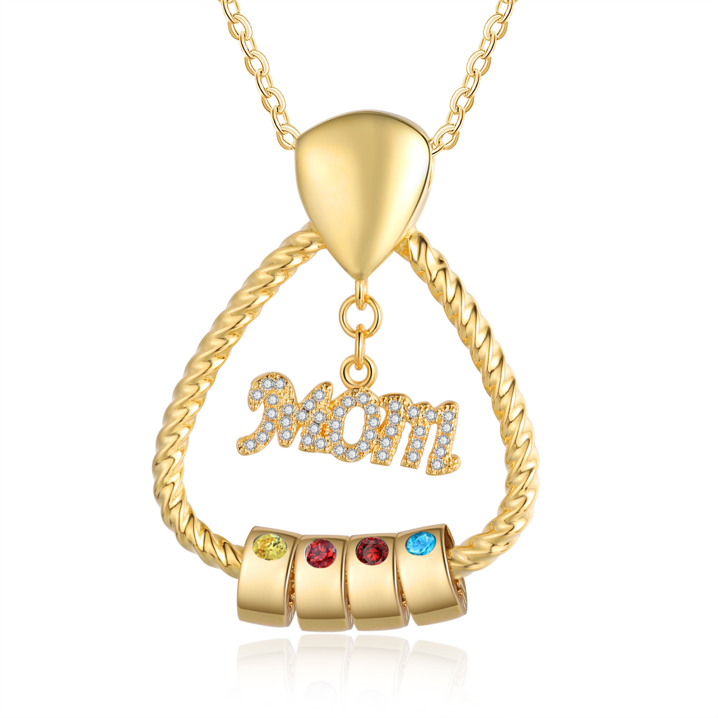 4 Names - Personalized Triangle Pendant Necklace  Custom Name Gift for Mom