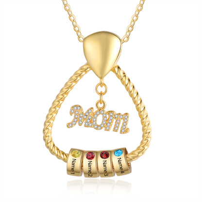 4 Names - Personalized Triangle Pendant Necklace  Custom Name Gift for Mom