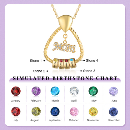 4 Names - Personalized Triangle Pendant Necklace  Custom Name Gift for Mom