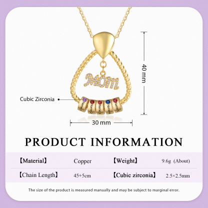 5 Names - Personalized Triangle Pendant Necklace  Custom Name Gift for Mom