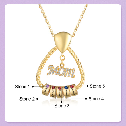 5 Names - Personalized Triangle Pendant Necklace  Custom Name Gift for Mom