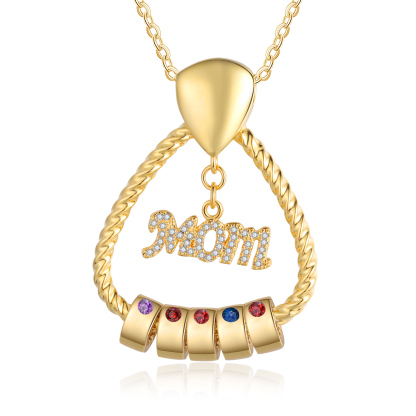 5 Names - Personalized Triangle Pendant Necklace  Custom Name Gift for Mom