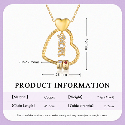 2 Names - Personalized Love Pendant Necklace Custom Birthstone Custom Name Gift for Mom