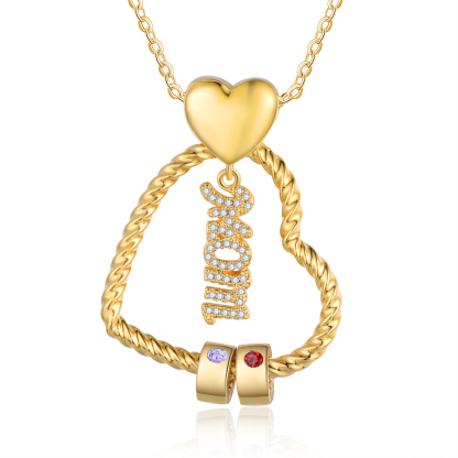 2 Names - Personalized Love Pendant Necklace Custom Birthstone Custom Name Gift for Mom