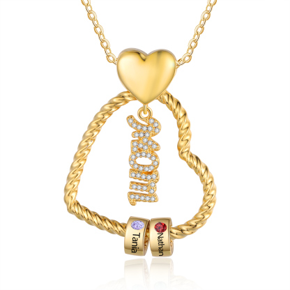 2 Names - Personalized Flower Pendant Necklace Custom Name Gift for Mo