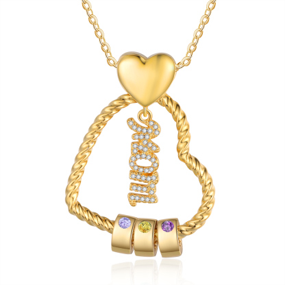 3 Names - Personalized Love Pendant Necklace Custom Birthstone Custom Name Gift for Mom