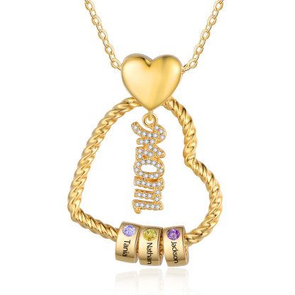 3 Names - Personalized Flower Pendant Necklace Custom Name Gift for Mo