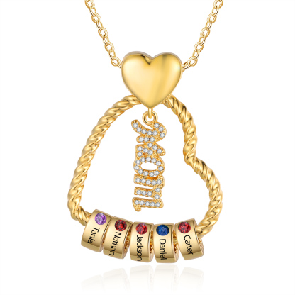 5 Names - Personalized Flower Pendant Necklace Custom Name Gift for Mo