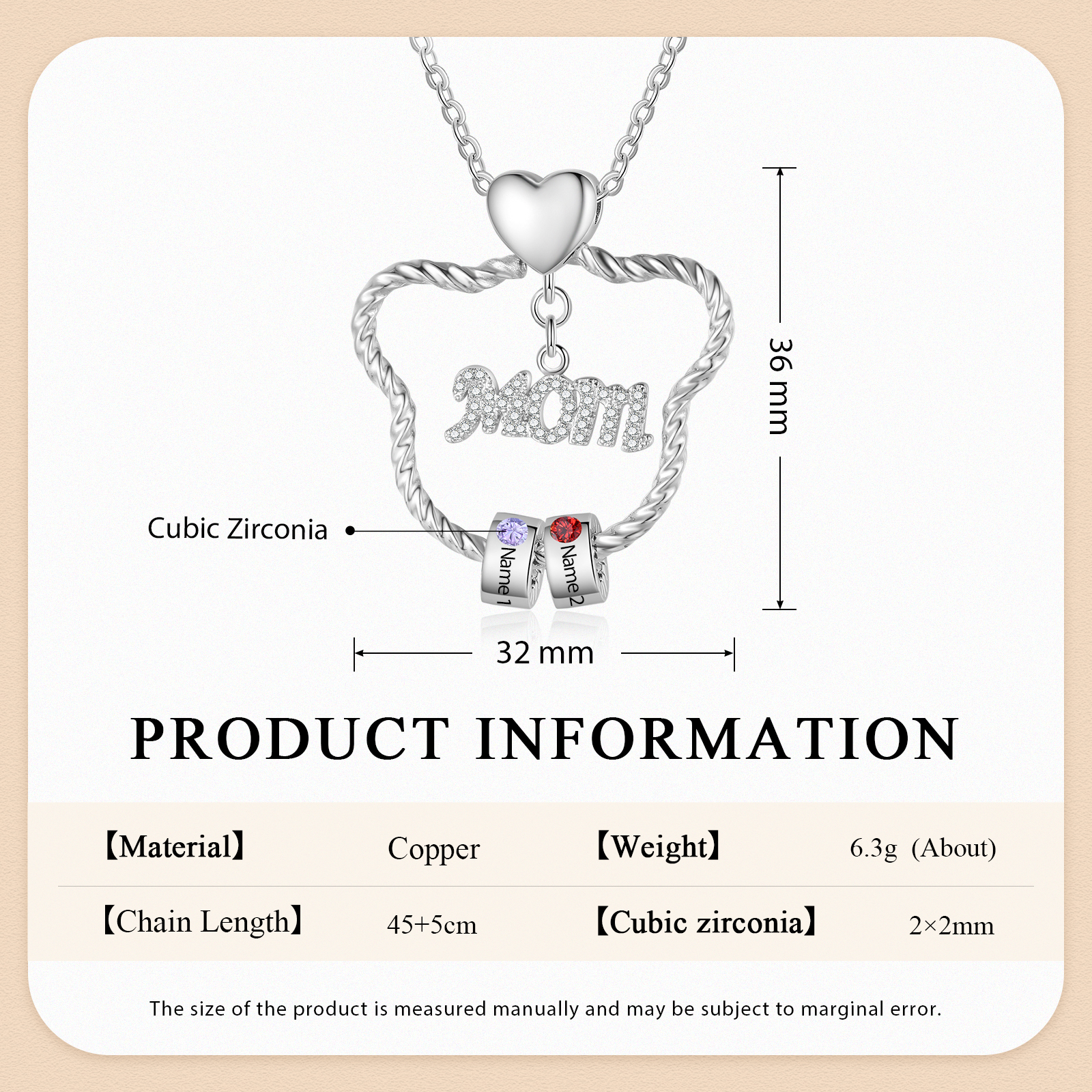 2 Names - Personalized Cat Head Shape Necklace Customized 2 Birthstones & Names Necklace Gift for Mom