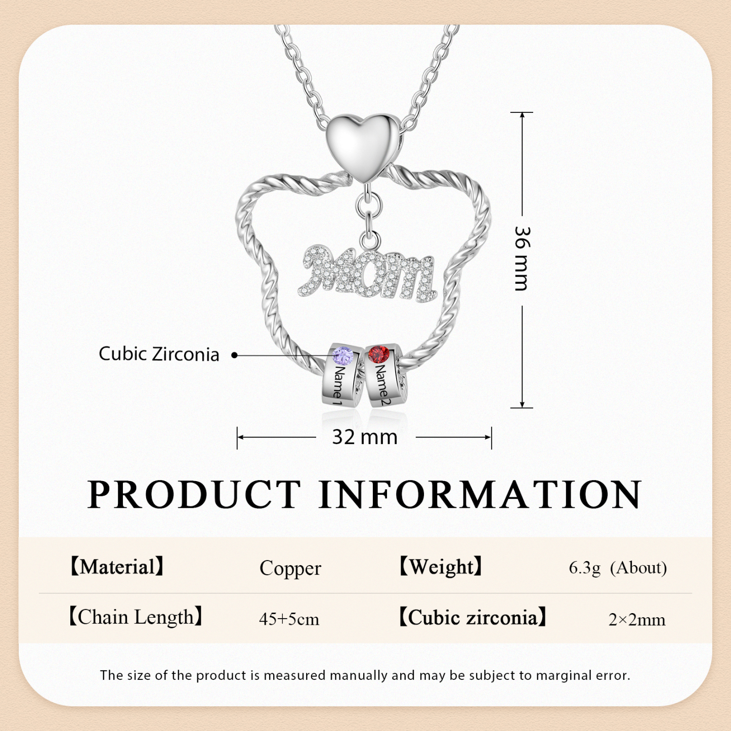 2 Names - Personalized Cat Head Shape Necklace Customized 2 Birthstones & Names Necklace Gift for Mom