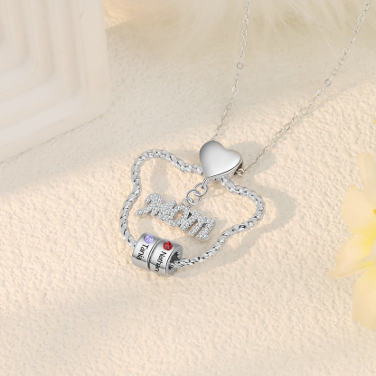 2 Names - Personalized Cat Head Shape Necklace Customized 2 Birthstones & Names Necklace Gift for Mom