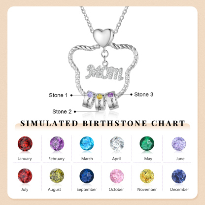 3 Names - Personalized Cat Head Shape Necklace Custom 3 Birthstones Necklace with Rose Box Gift for Mum/Mom | Jessemade