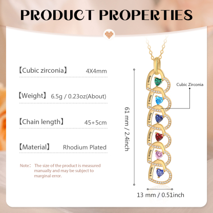 Personalized Necklace Custom 6 Names & 6 Birthstones Gold Necklace Gift for Mom | Jessmade