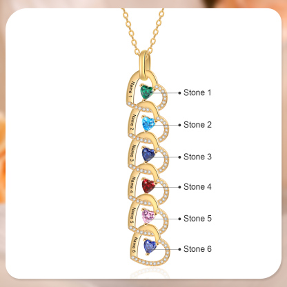 Personalized Necklace Custom 6 Names & 6 Birthstones Gold Necklace Gift for Mom | Jessmade