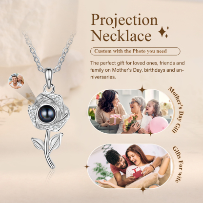 Personalised Rose Projection Necklace with Custom Photo Necklace Gift for Her | Jessmade
