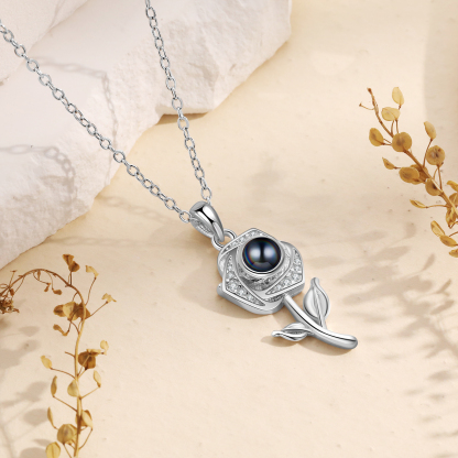 Personalised Rose Projection Necklace with Custom Photo Necklace Gift for Her | Jessmade