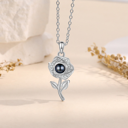 Personalised Rose Projection Necklace with Custom Photo Necklace Gift for Her | Jessmade