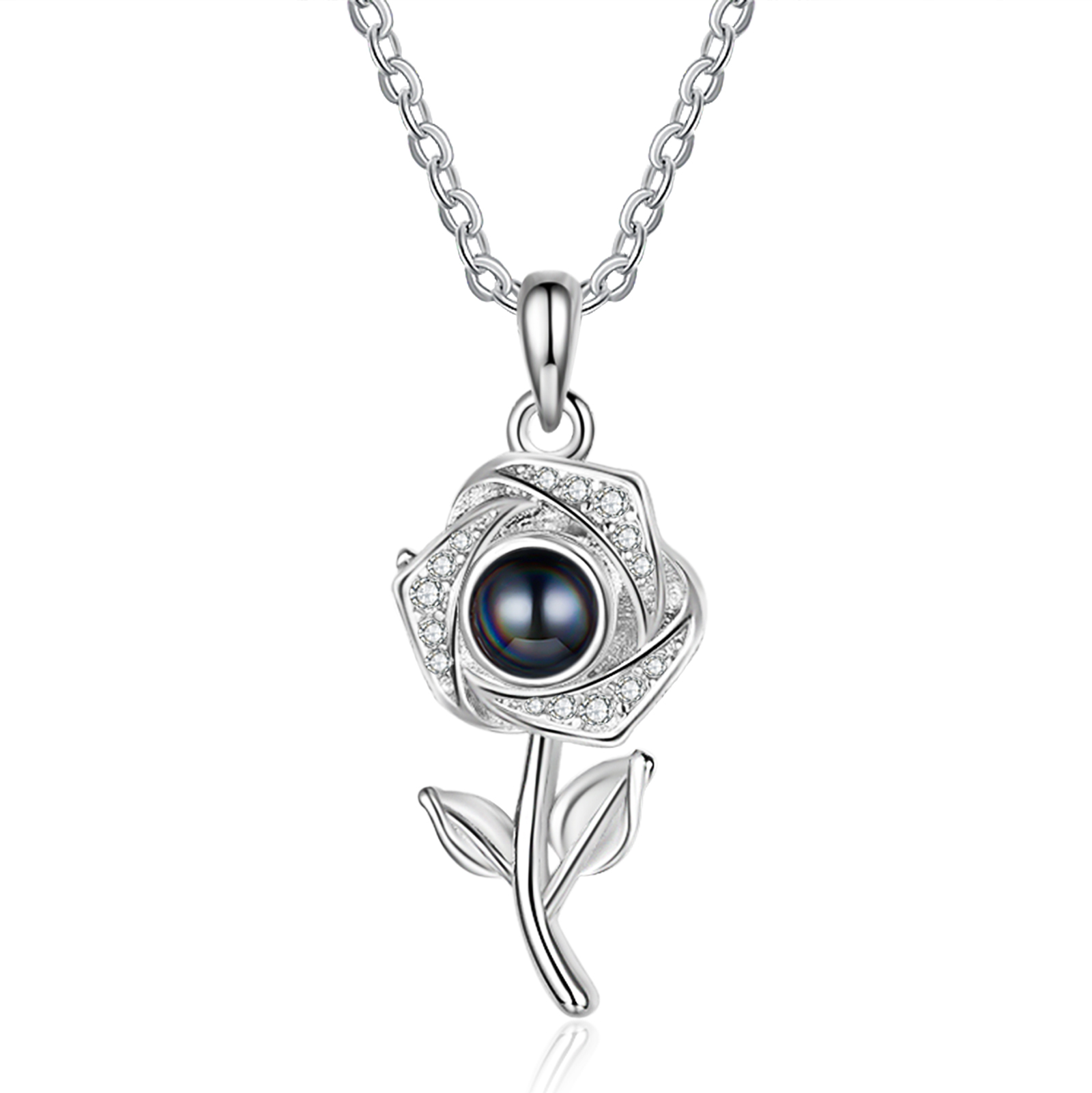 Personalised Rose Projection Necklace with Custom Photo Necklace Gift for Her | Jessmade