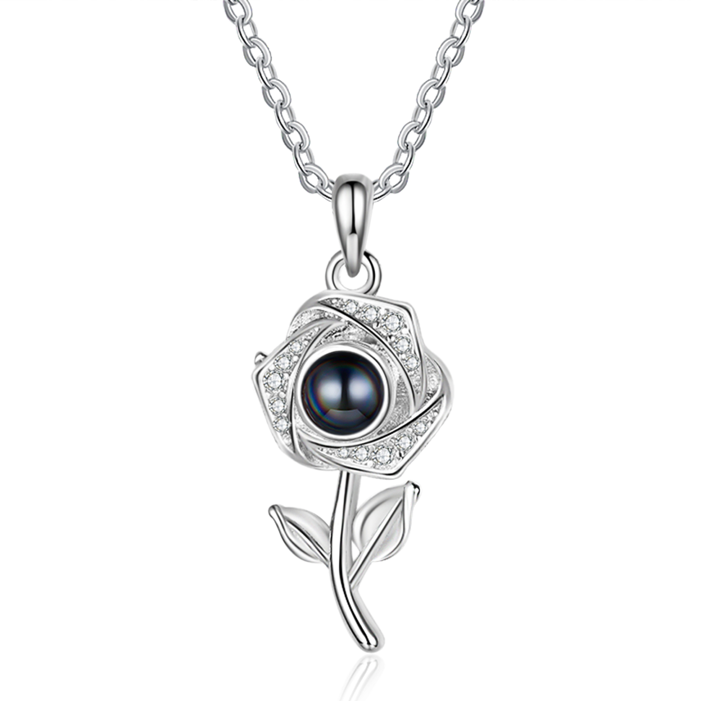 Personalised Rose Projection Necklace with Custom Photo Necklace Gift for Her | Jessmade