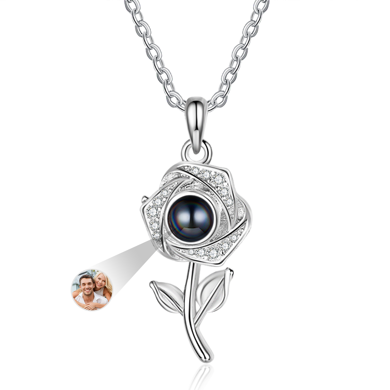 Personalised Rose Projection Necklace with Custom Photo Necklace Gift for Her | Jessmade