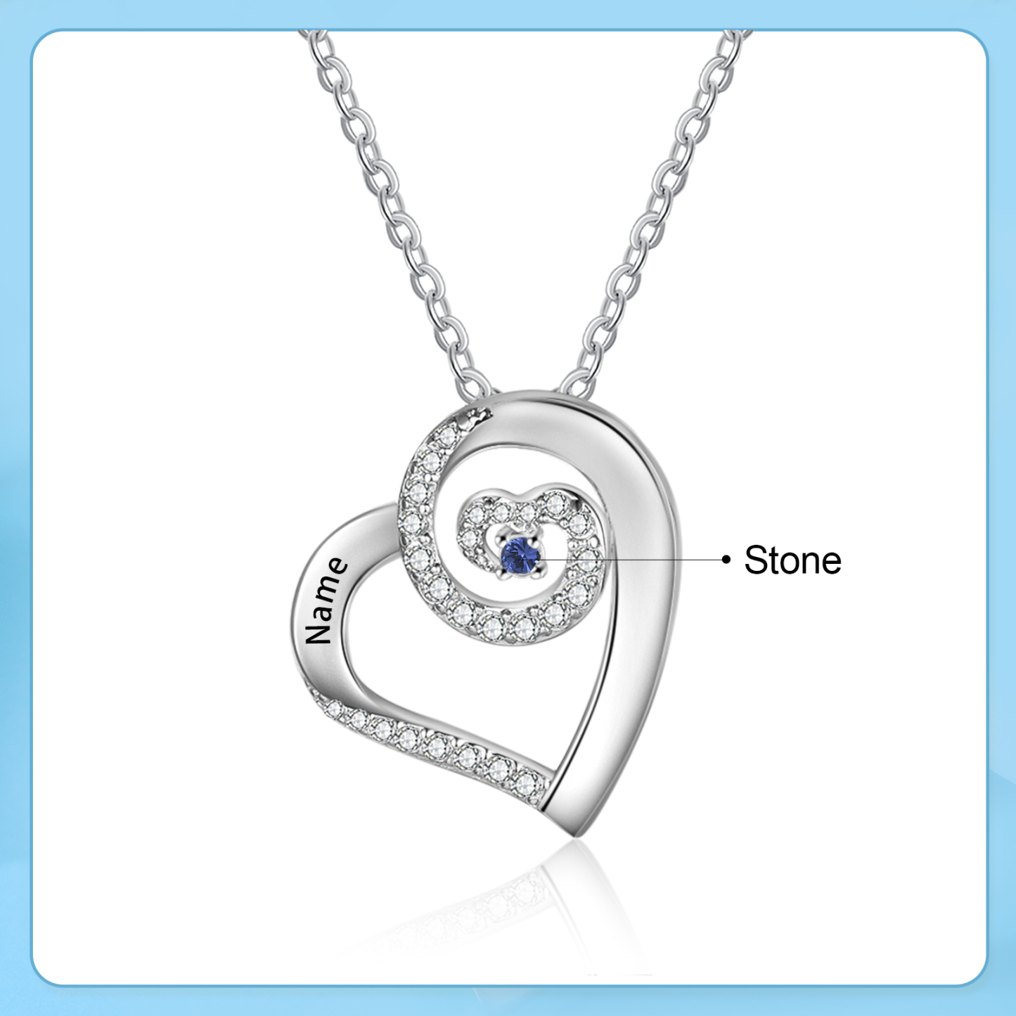 Personalized Heart Necklace Custom 1 Name and 1 Birthstone Women's Stacked Necklace Gift for Grandma | Jessmade