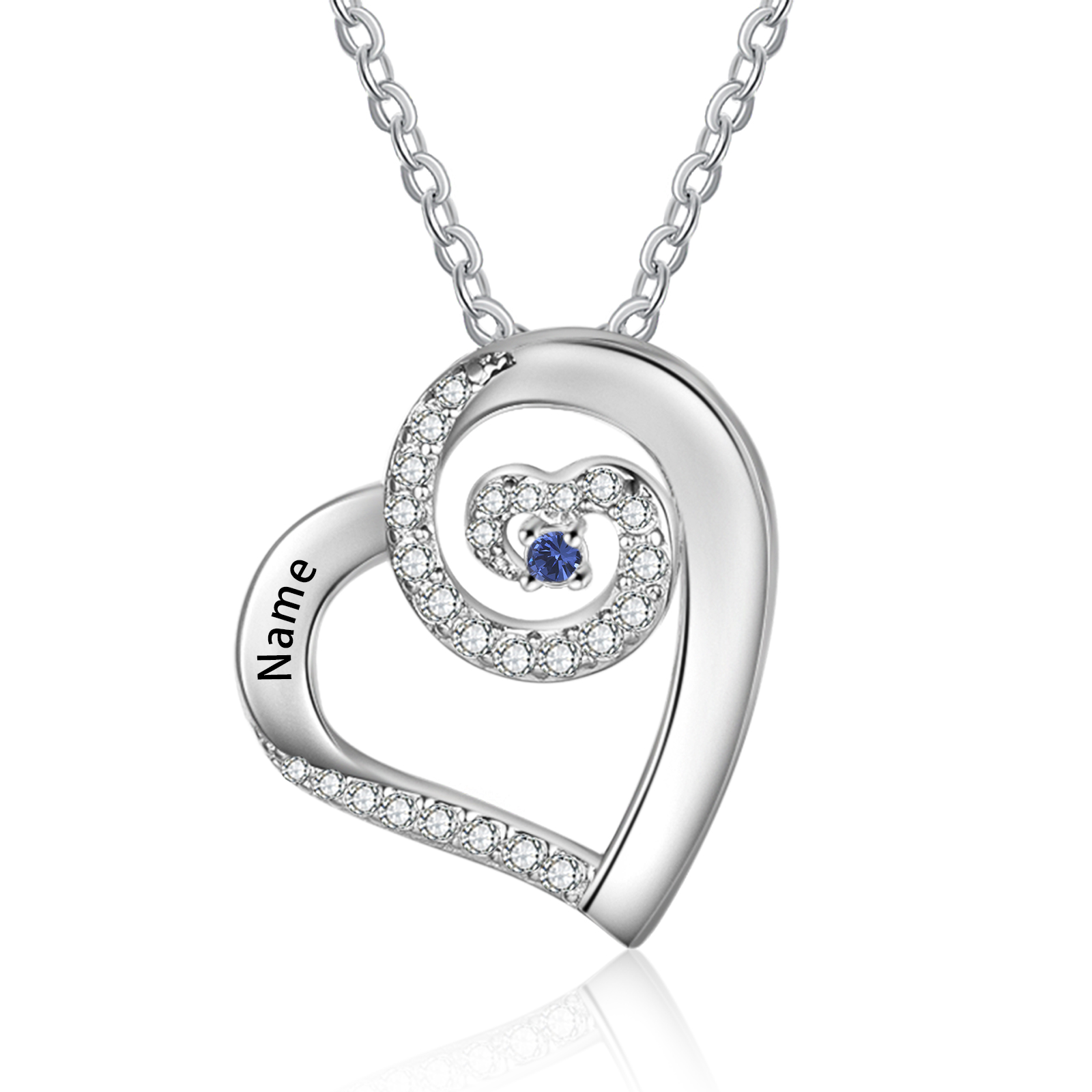 Personalized Heart Necklace Custom 1 Name and 1 Birthstone Women's Stacked Necklace Gift for Grandma | Jessmade