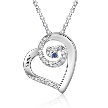 Personalized Heart Necklace Custom 1 Name and 1 Birthstone Women's Stacked Necklace Gift for Grandma | Jessmade