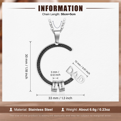 Personalised Dad Necklace with Custom 2 Names Stainless steel Necklace Christmas Gift for Dad | Jessmade