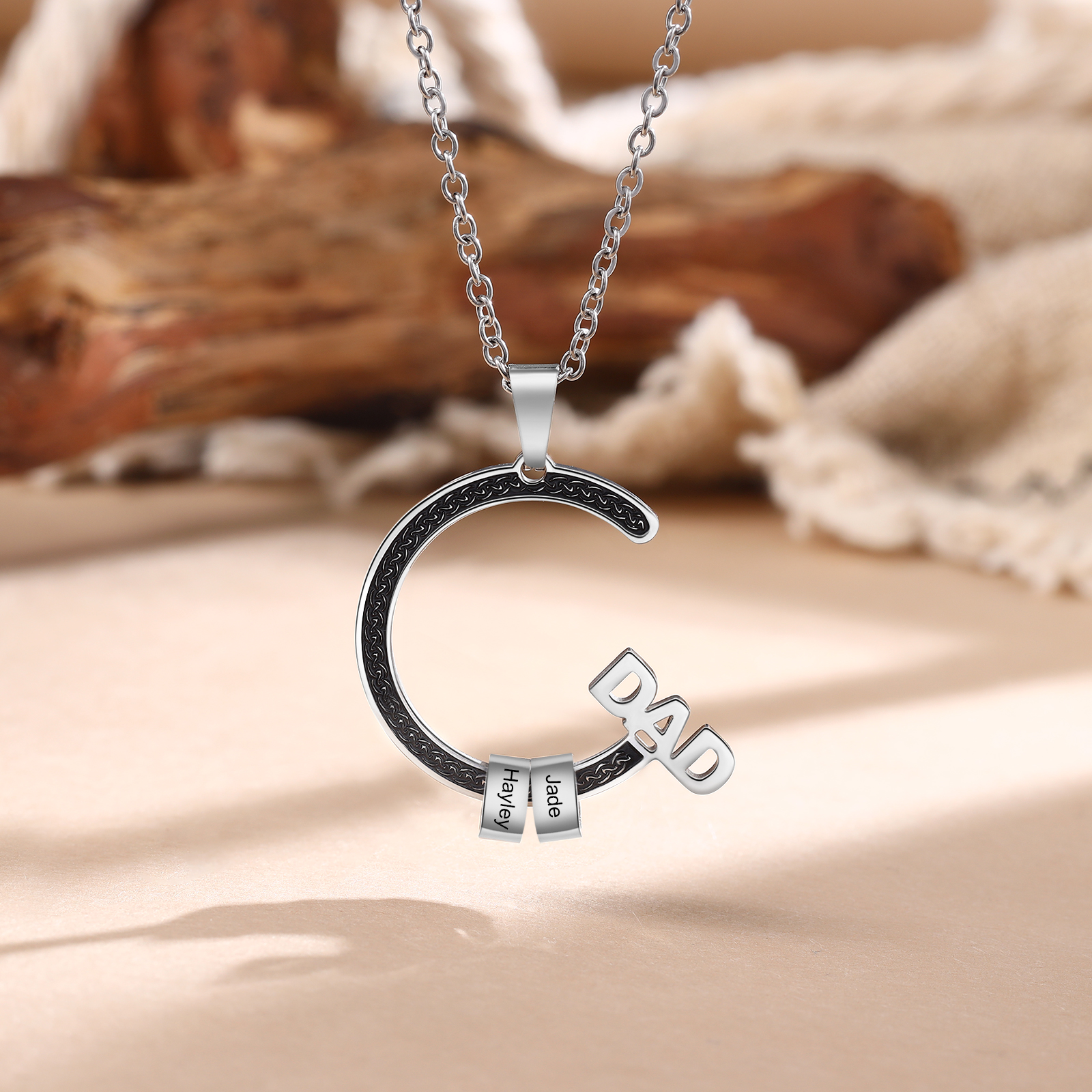 Personalised Dad Necklace with Custom 2 Names Stainless steel Necklace Christmas Gift for Dad | Jessmade