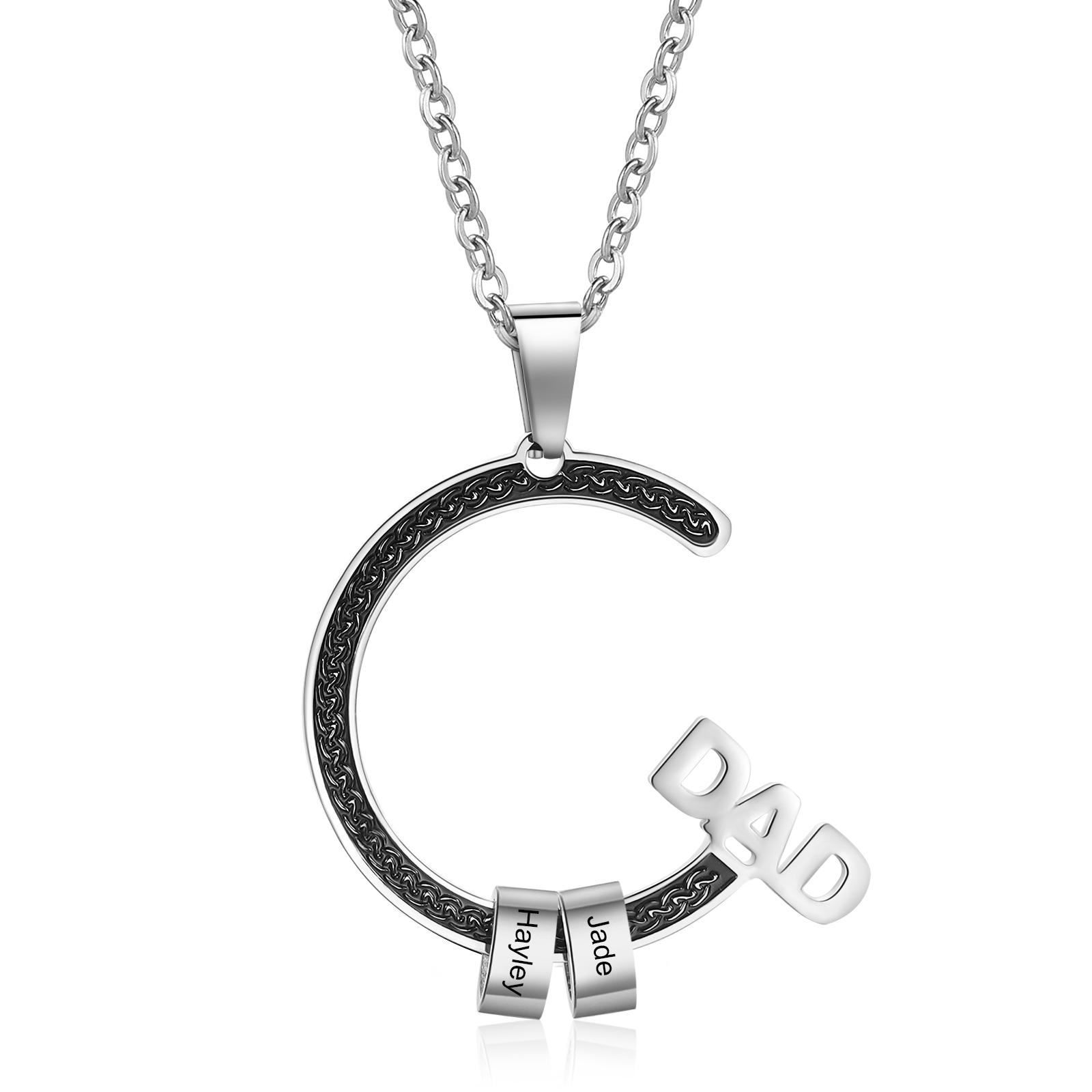 Personalised Dad Necklace with Custom 2 Names Stainless steel Necklace Christmas Gift for Dad | Jessmade