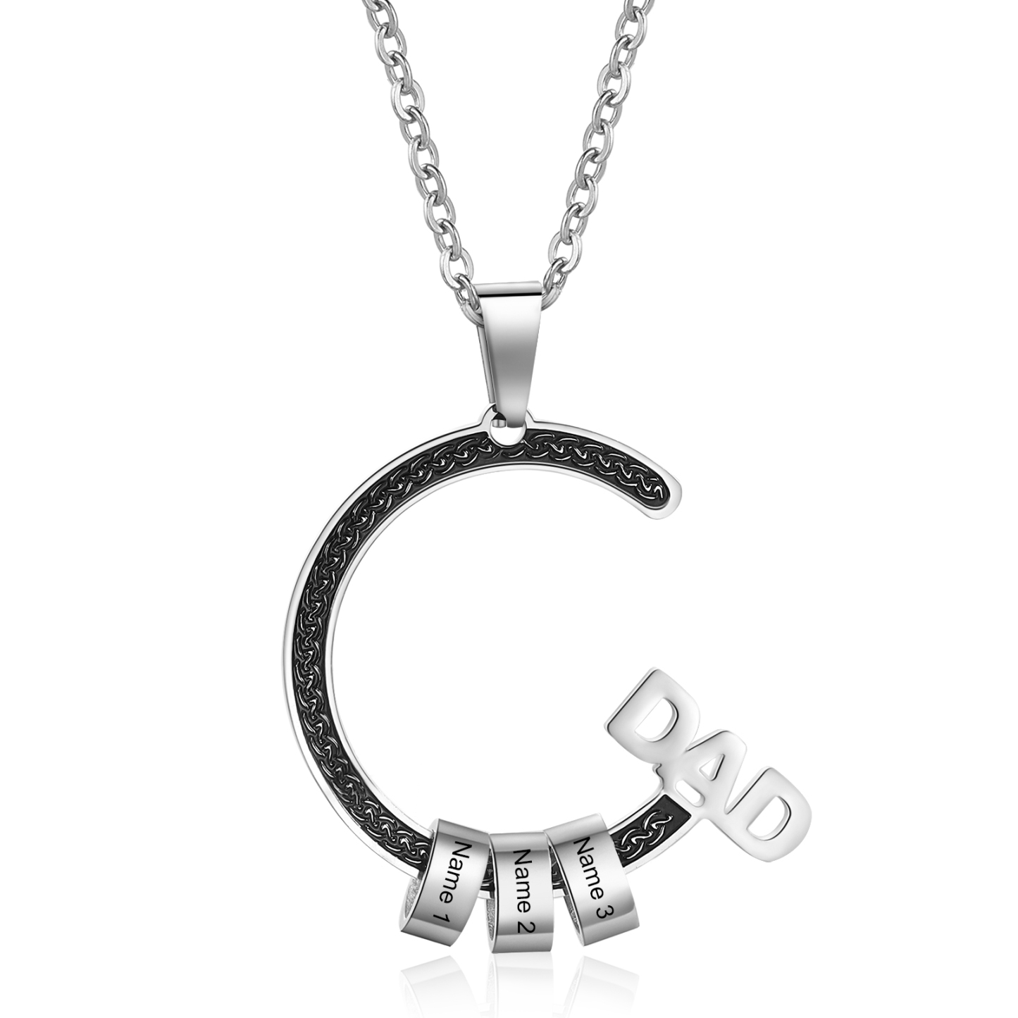 Personalised Dad Necklace with Custom 3 Names Stainless steel Necklace Christmas Gift for Dad | Jessmade