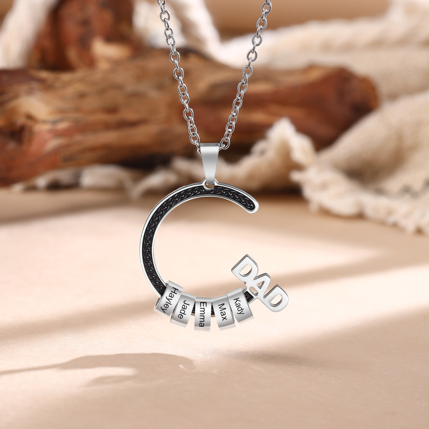 Personalised Dad Necklace with Custom 5 Names Stainless steel Necklace Christmas Gift for Dad | Jessmade