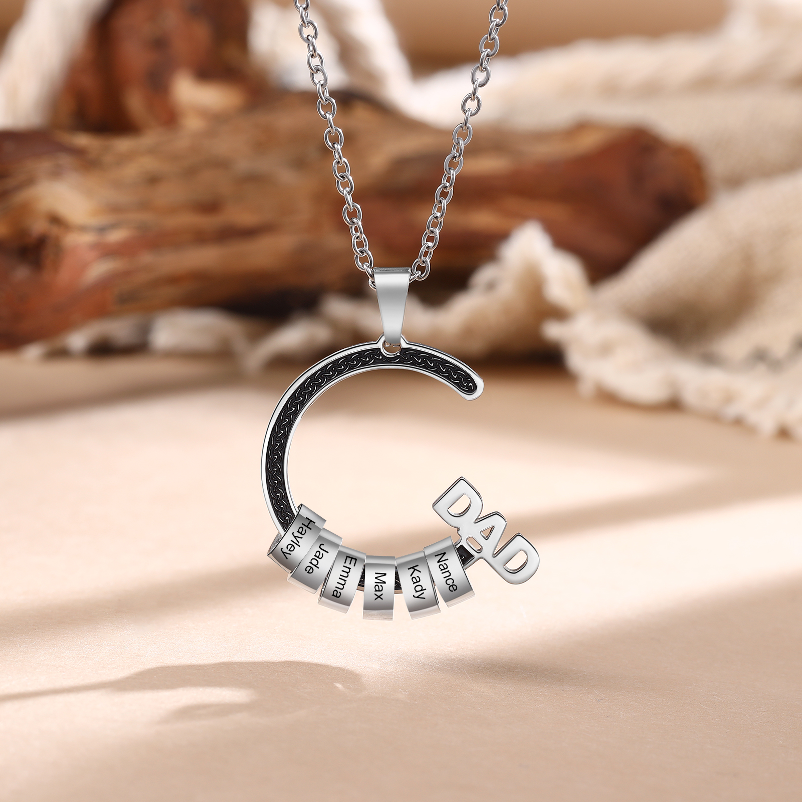 Personalised Dad Necklace with Custom 6 Names Stainless steel Necklace Christmas Gift for Dad | Jessmade