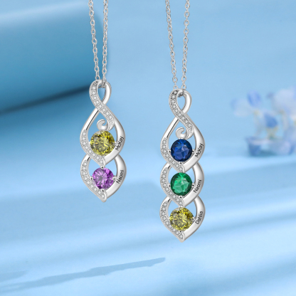 Personalised Necklace with 3 Names & 3 Birthstones Pendant - Christmas Gift for Mum/Wife | Jessemade