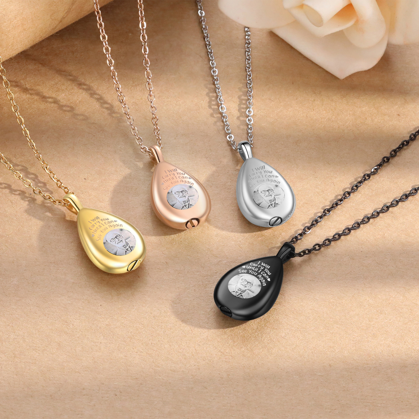 Personalised Memorial Necklace with Custom Photo Stainless Steel Necklace Gift for Loved Ones | Jessemade