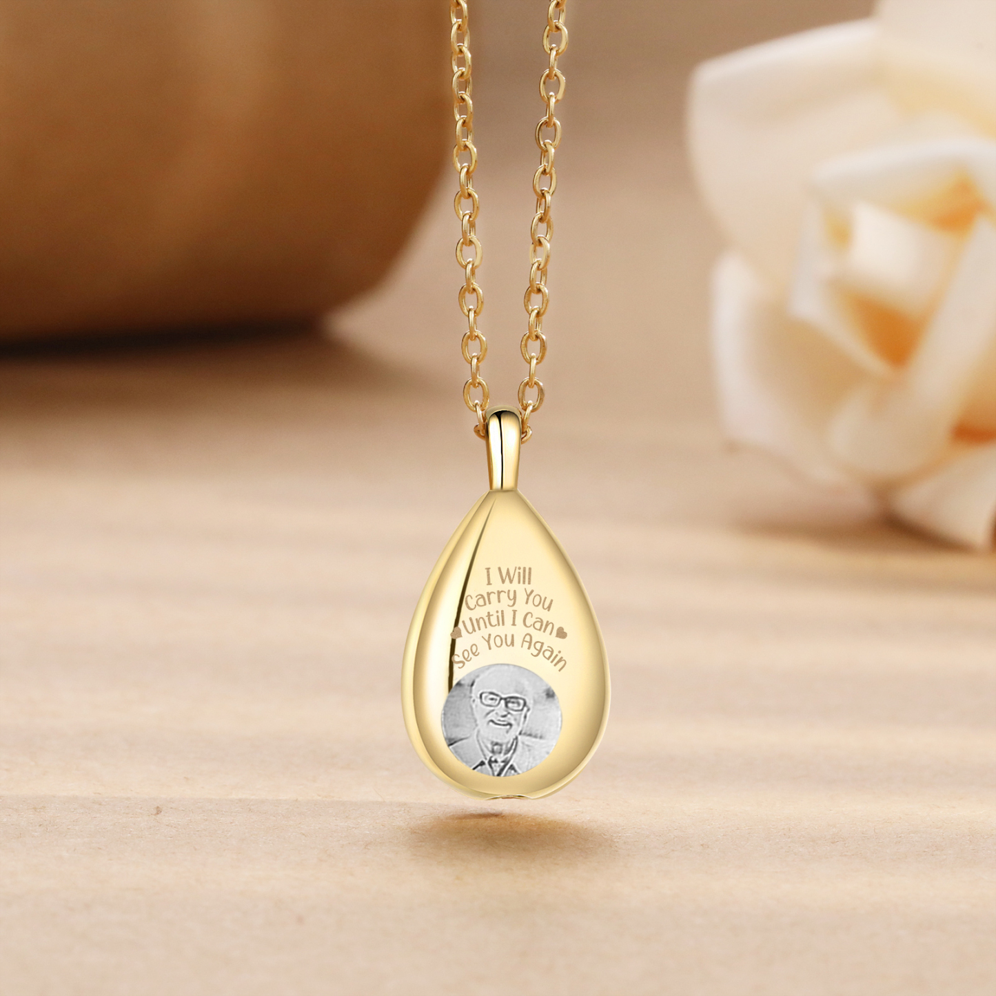 Personalised Memorial Necklace with Custom Photo Stainless Steel Necklace Gift for Loved Ones | Jessemade