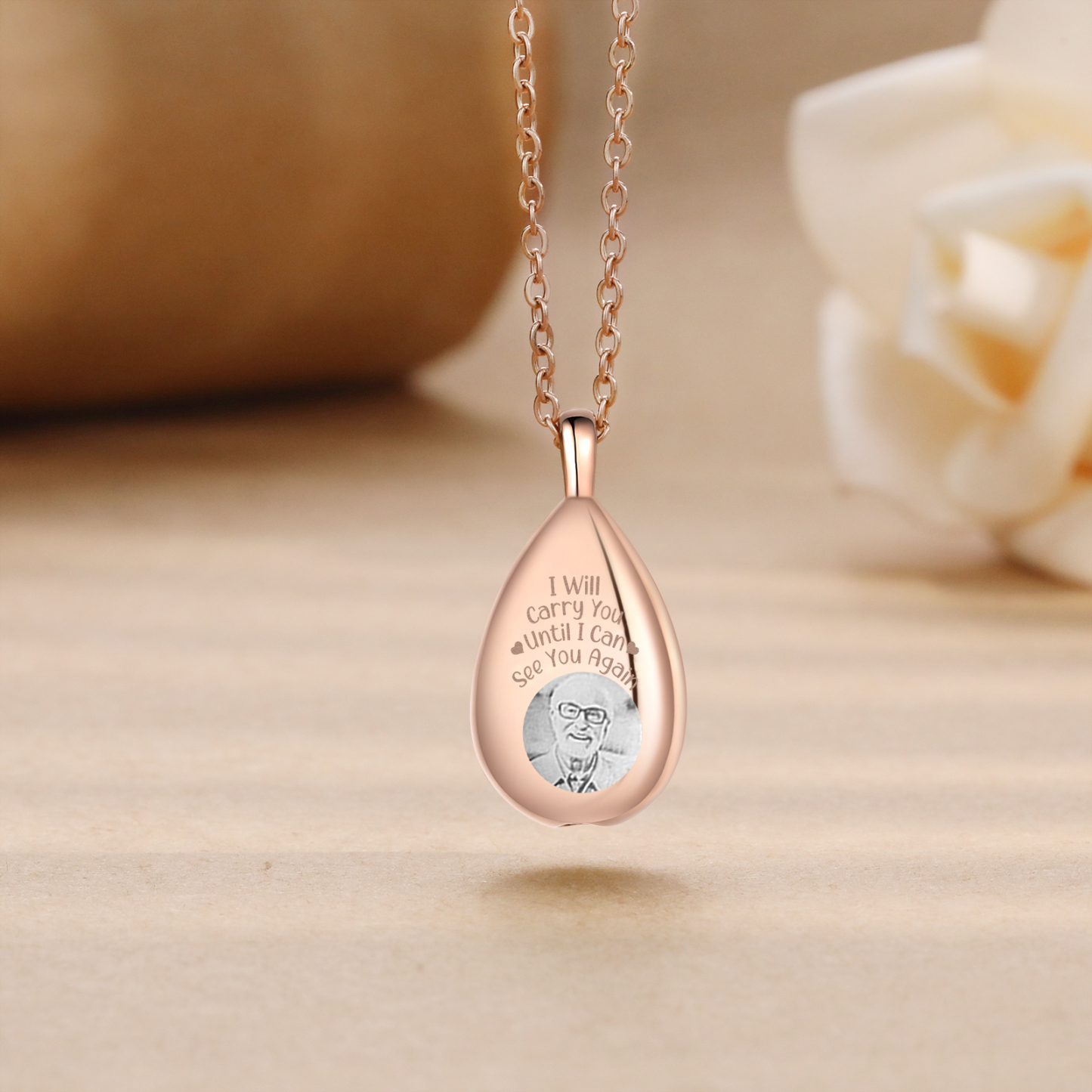 Personalised Memorial Necklace with Custom Photo Stainless Steel Necklace Gift for Loved Ones | Jessemade