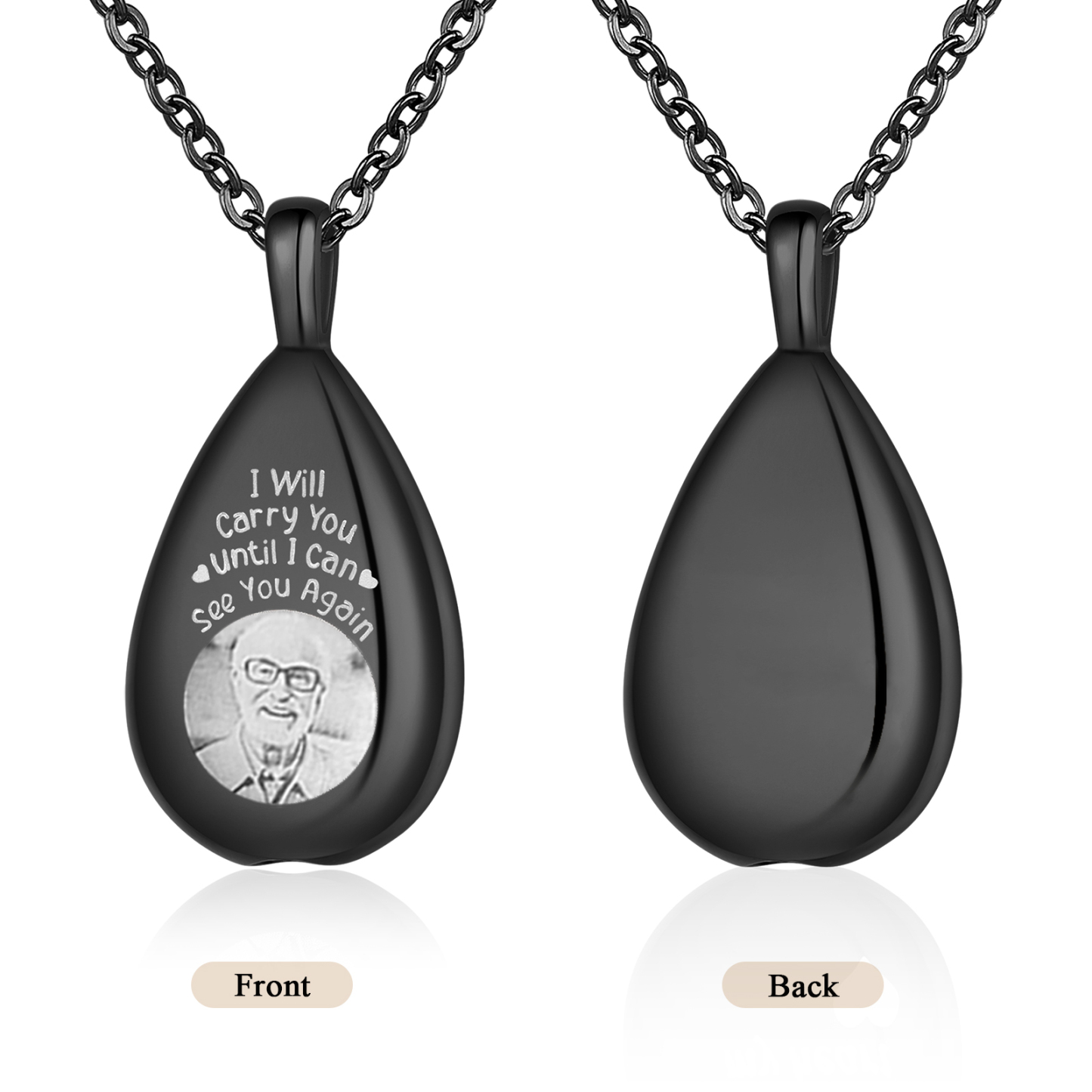 Personalised Memorial Necklace with Custom Photo Stainless Steel Necklace Gift for Loved Ones | Jessemade