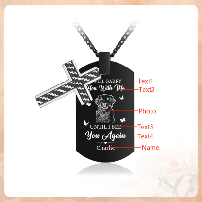 Personalised Cross and Photo Dog Tag Necklace - Custom Photo & Name Memorial Gift for Grandad | Jessmade