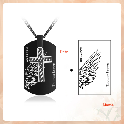 Personalised Cross and Photo Dog Tag Necklace - Custom Photo & Date Memorial Gift for Grandad | Jessmade