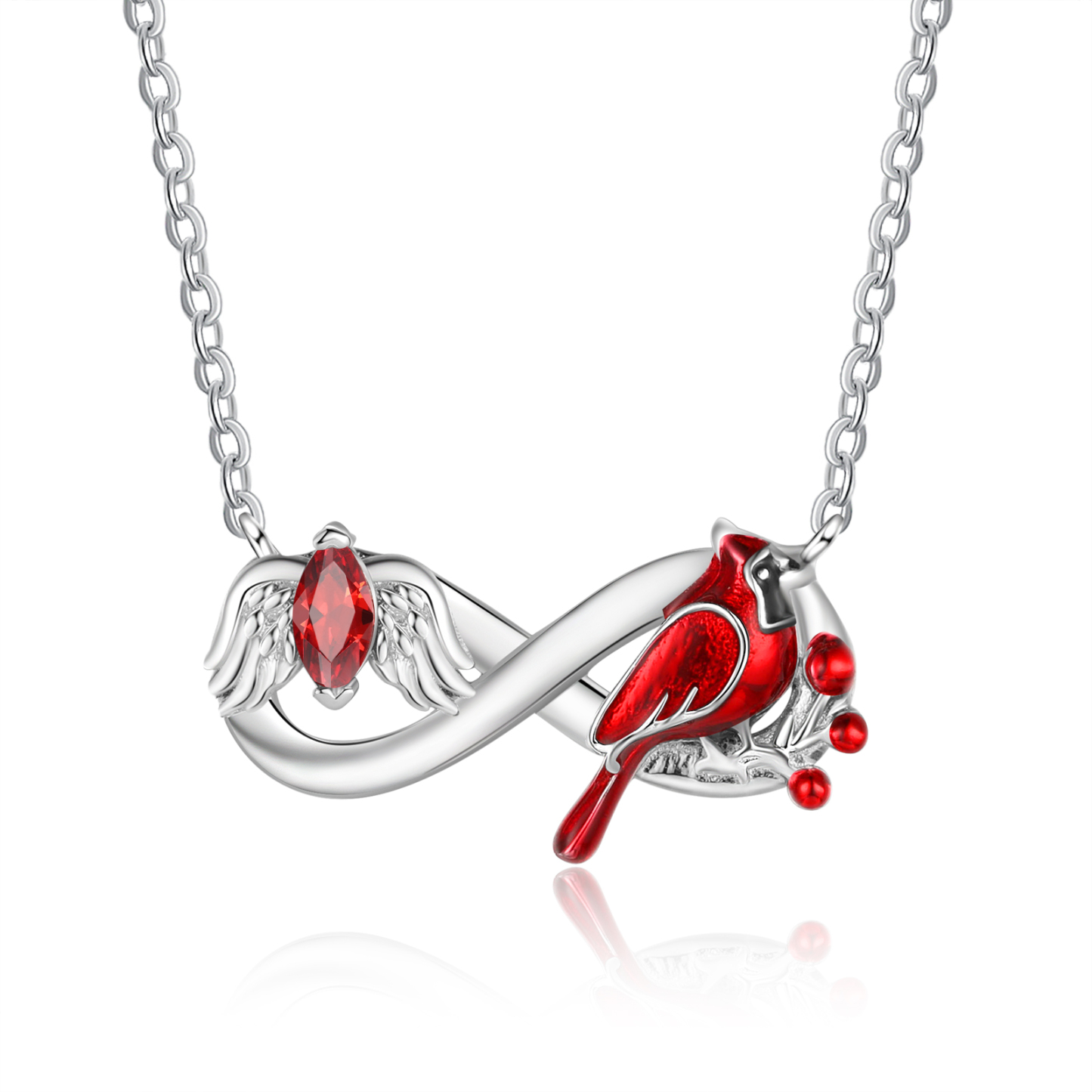 Personalised Angel Wing Cardinal Memorial Necklace with Birthstone Custom Name & Date Engraving Bereavement Gift for Her/Him | Jessemade