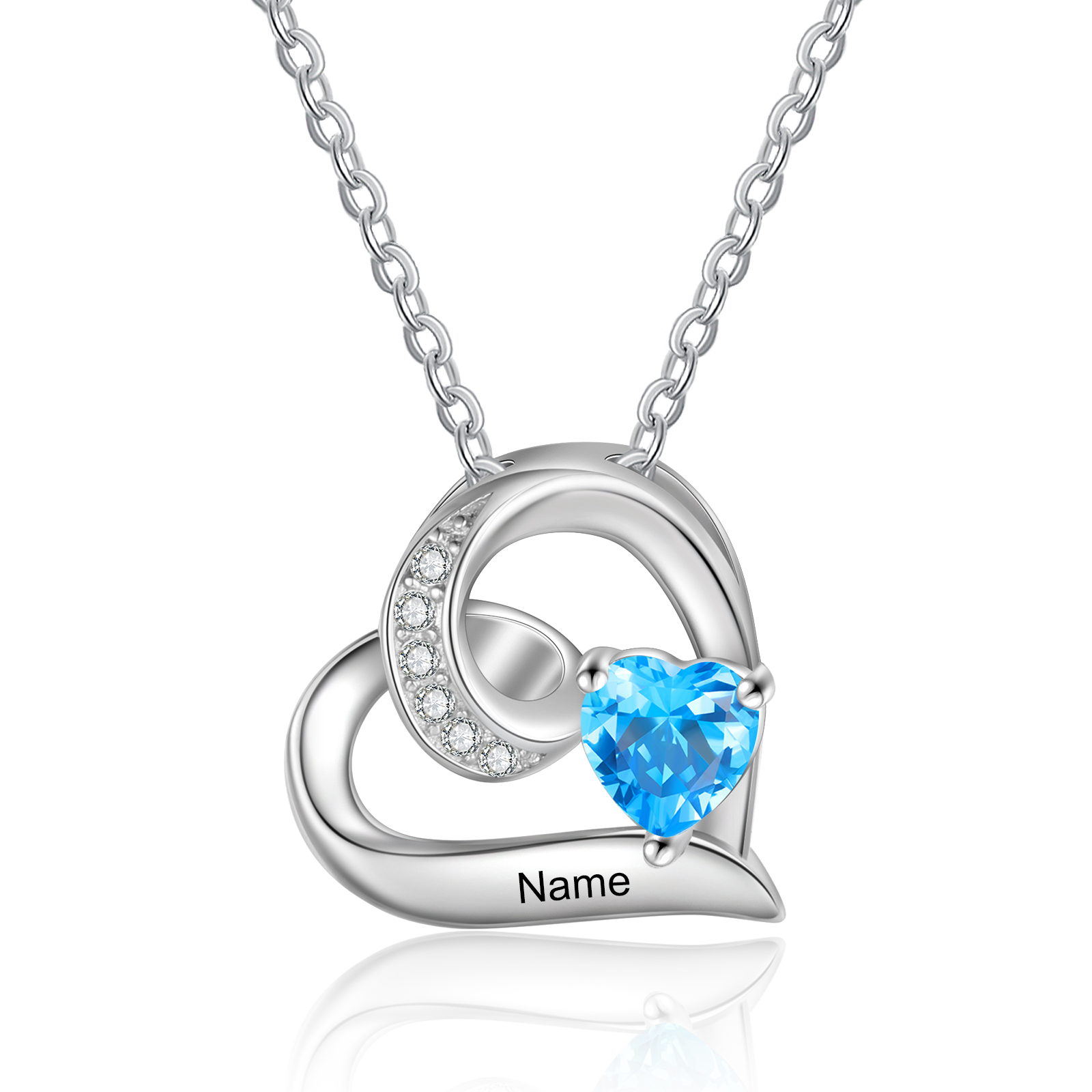 1 Name-Personalised Hearts Necklace Custom Birthstone & Necklace Engraved Names Special Gifts for Her | Jessemade