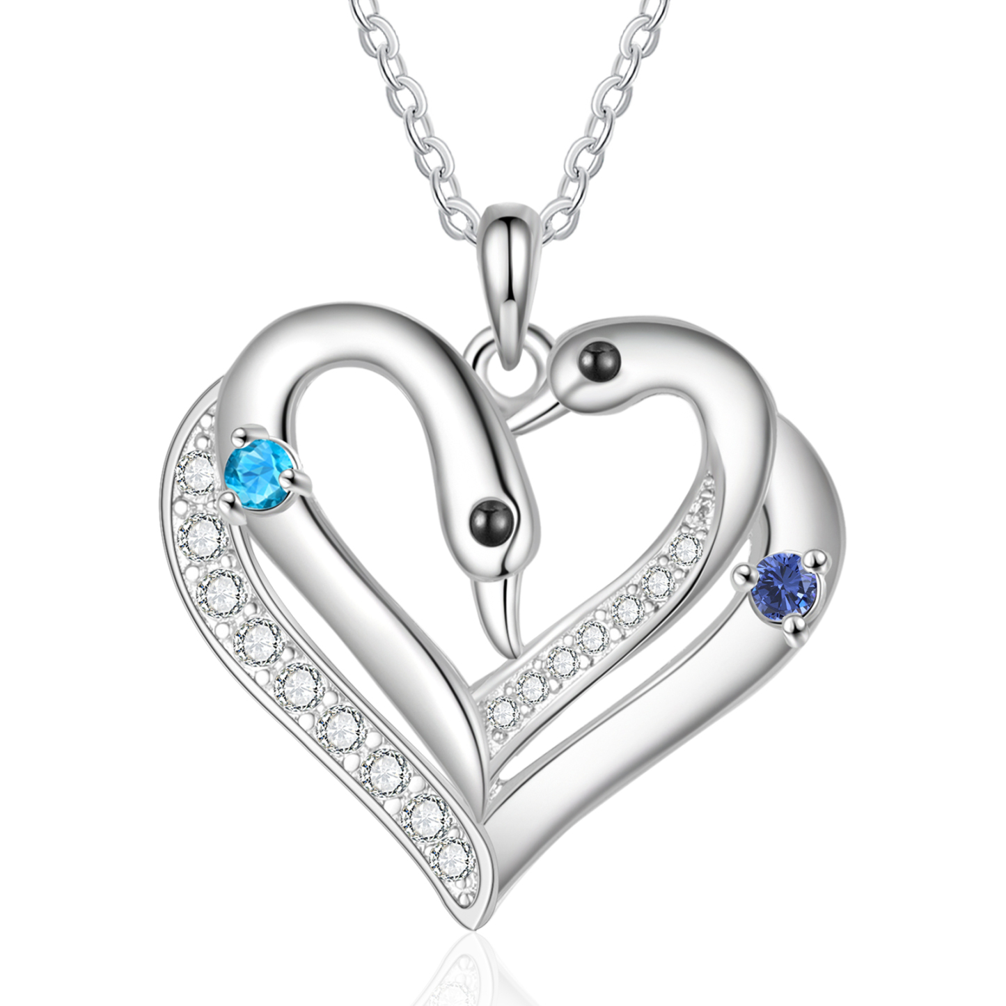 Personalized Heart Necklace – Custom 2 Names & 2 Birthstones Pendant Gift for Mum/Nan | Jessemade