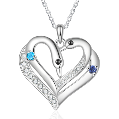 Personalized Heart Necklace – Custom 2 Names & 2 Birthstones Pendant Gift for Mum/Nan | Jessemade