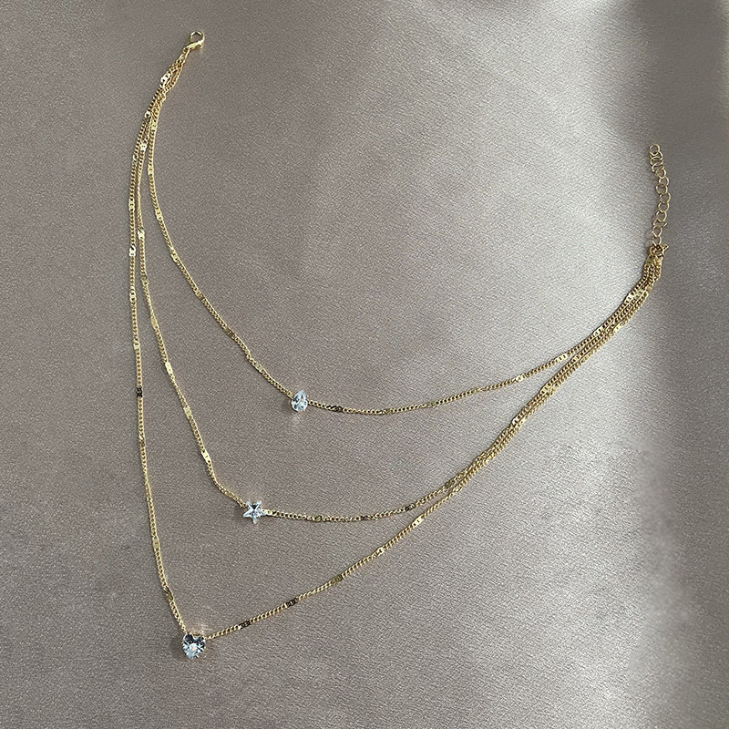 Collana a tre strati in metallo Eleganza raffinata per donne e ragazze