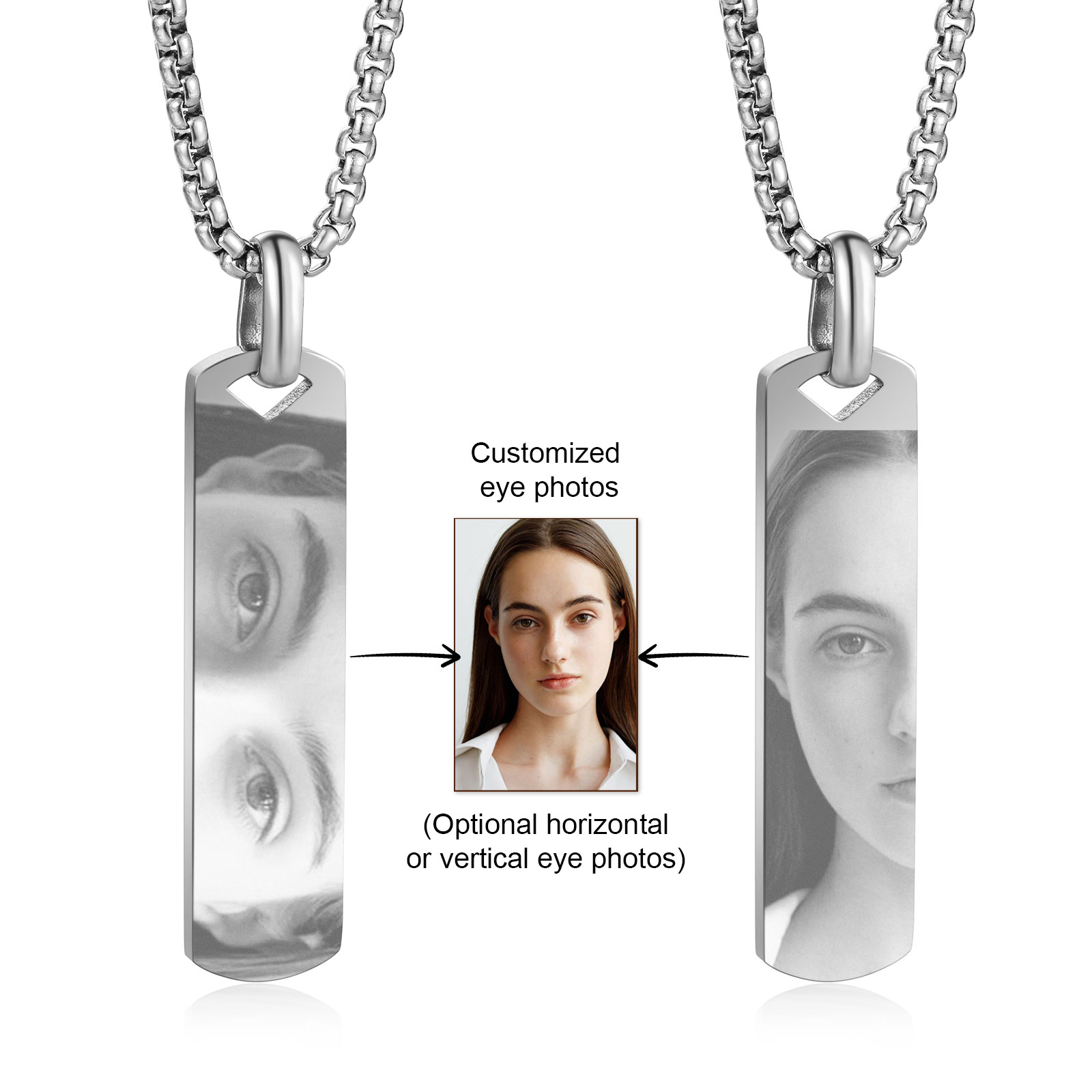 Personalised Eye Photo Necklace - Custom Eye Photo Pendant in Silver, Gold, Black - Christmas Gift for Wife/Sister/Daughter | Jessemade