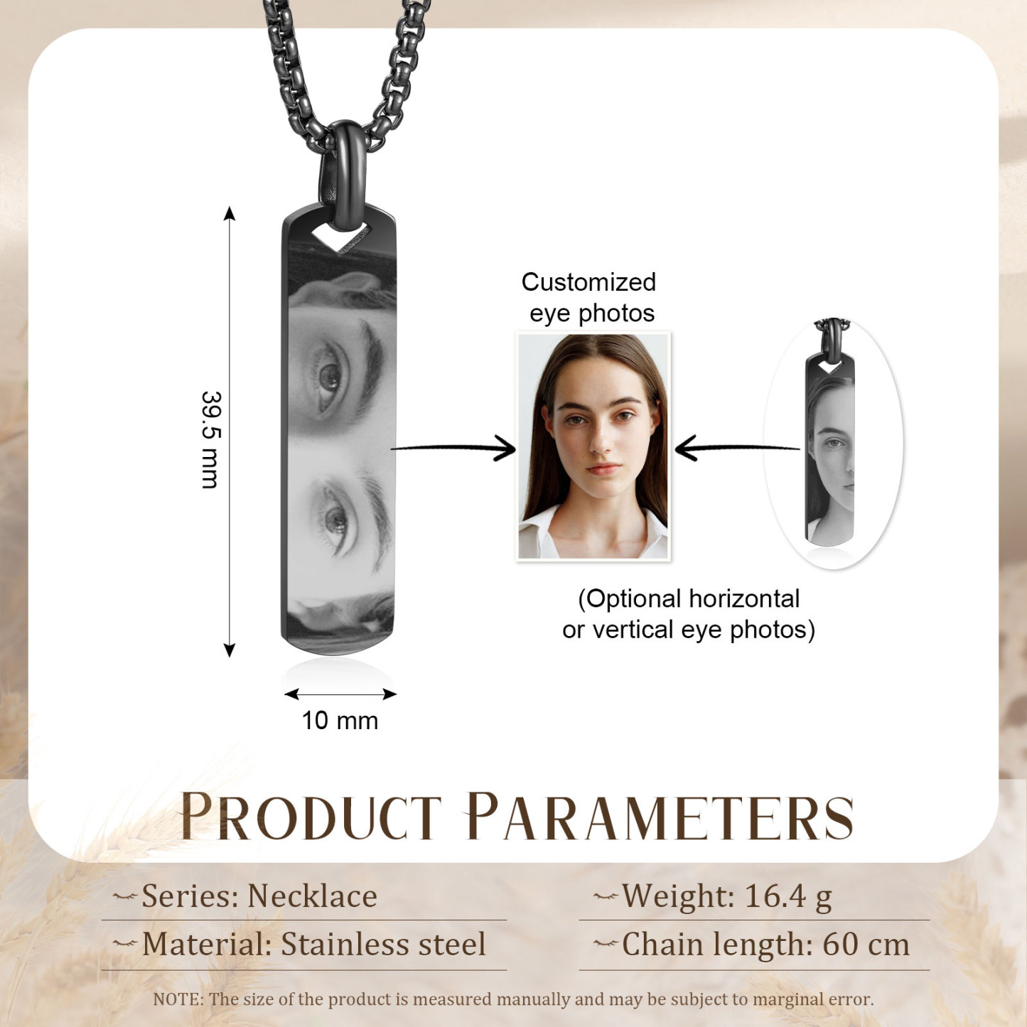 Personalised Eye Photo Necklace - Custom Eye Photo Pendant in Silver, Gold, Black - Christmas Gift for Wife/Sister/Daughter | Jessemade